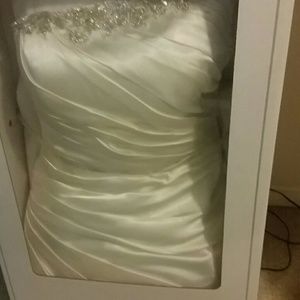 Grecian style floor length wedding gown